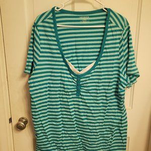 Teal Striped Shirt